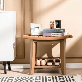 Heavy Duty Waterproof Bath Stool with Curved Seat and Storage Shelf