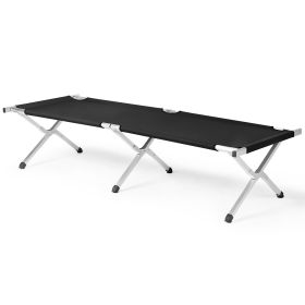 Portable Folding Camping Cot with Carrying Bag Army Black