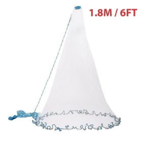 Fishing Cast Net Bait Easy Throw Hand Cast Strong Nylon Mesh USA (Option: 6FT)