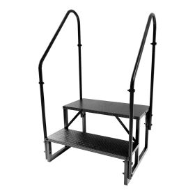 Hot Tub Steps Outdoor, RV Steps with Handrail, Portable RV Stairs 2/3/4/5 Step, Heavy Duty Truck Camper Steps Ladders for Travel Trailers, 5th Wh (size: 2 step 2 handrails)