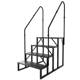 Hot Tub Steps Outdoor, RV Steps with Handrail, Portable RV Stairs 2/3/4/5 Step, Heavy Duty Truck Camper Steps Ladders for Travel Trailers, 5th Wh (size: 4 step 2 handrails)