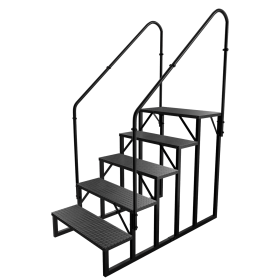 Hot Tub Steps Outdoor, RV Steps with Handrail, Portable RV Stairs 2/3/4/5 Step, Heavy Duty Truck Camper Steps Ladders for Travel Trailers, 5th Wh (size: 5 step 2 handrails)