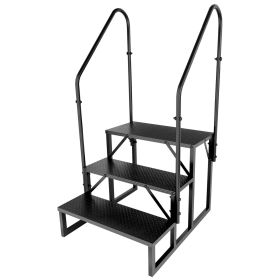 Hot Tub Steps Outdoor, RV Steps with Handrail, Portable RV Stairs 2/3/4/5 Step, Heavy Duty Truck Camper Steps Ladders for Travel Trailers, 5th Wh (size: 3 step 2 handrails)