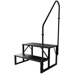 Hot Tub Steps Outdoor, RV Steps with Handrail, Portable RV Stairs 2/3/4/5 Step, Heavy Duty Truck Camper Steps Ladders for Travel Trailers, 5th Wh (size: 2 Steps)
