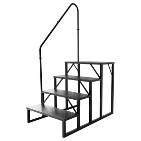 Hot Tub Steps Outdoor, RV Steps with Handrail, Portable RV Stairs 2/3/4/5 Step, Heavy Duty Truck Camper Steps Ladders for Travel Trailers, 5th Wh (size: 4 Steps)