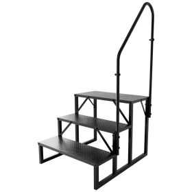 Hot Tub Steps Outdoor, RV Steps with Handrail, Portable RV Stairs 2/3/4/5 Step, Heavy Duty Truck Camper Steps Ladders for Travel Trailers, 5th Wh (size: 3 Steps)