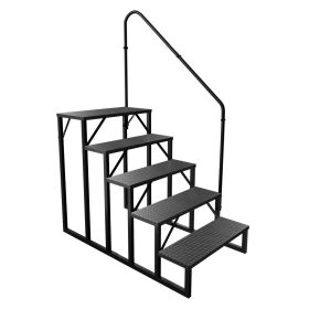 Hot Tub Steps Outdoor, RV Steps with Handrail, Portable RV Stairs 2/3/4/5 Step, Heavy Duty Truck Camper Steps Ladders for Travel Trailers, 5th Wh (size: 5 Steps)